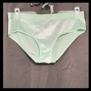 NWT Victoria Secret XL HipHugger Shimmering Mint Green with lines.